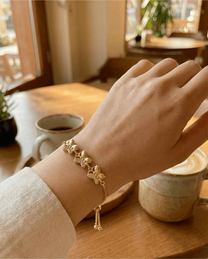 Astra Jewels Golden Butterfly Charm Adjustable Bracelet