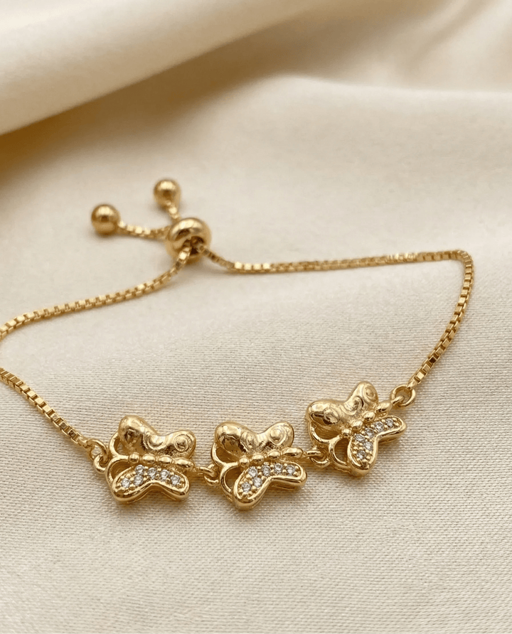 Astra Jewels Golden Butterfly Charm Adjustable Bracelet