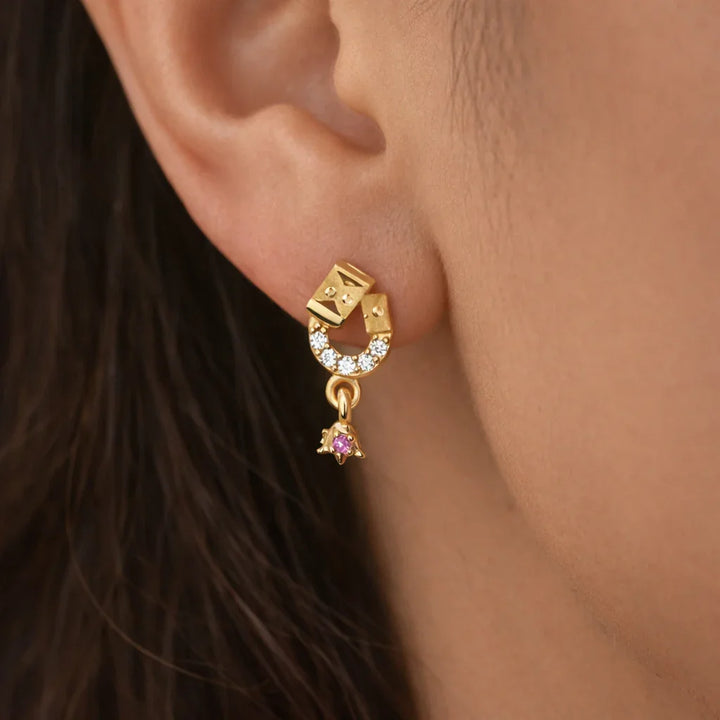 Astra Jewels Golden Crystal Drop Stud Earrings for Women