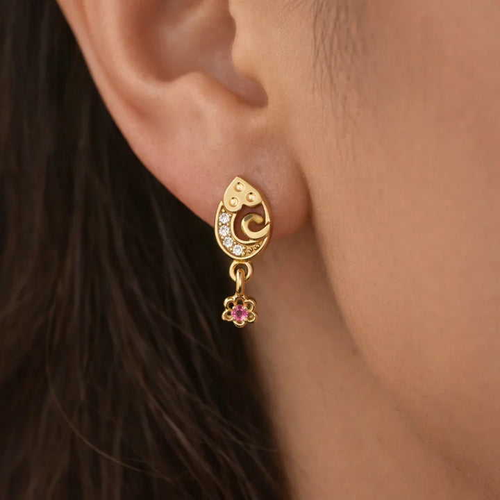 Astra Jewels Golden Swirl Drop Earrings for Women
