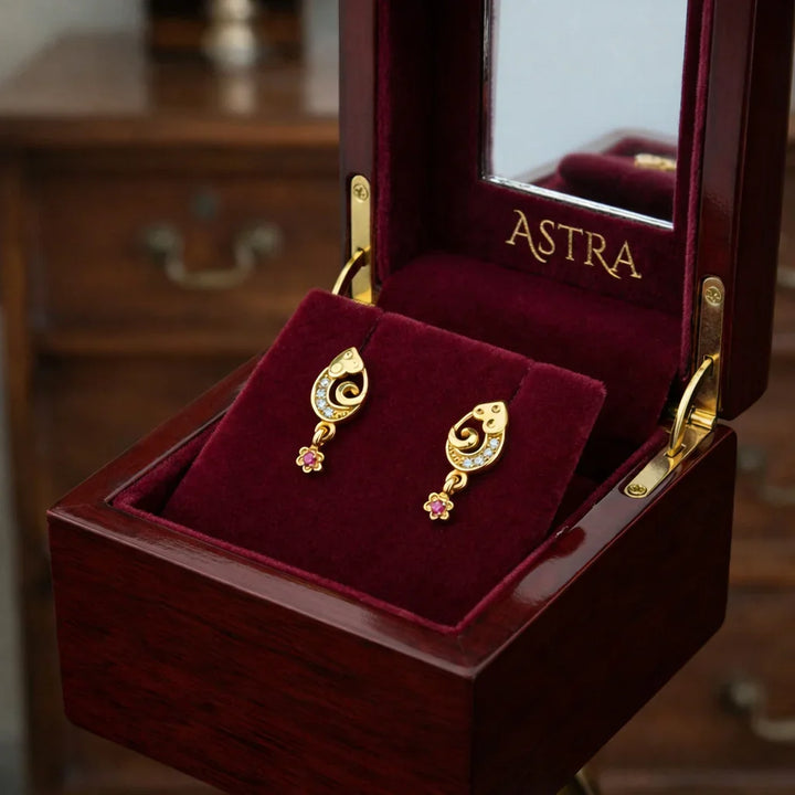 Astra Jewels Golden Swirl Drop Earrings for Women