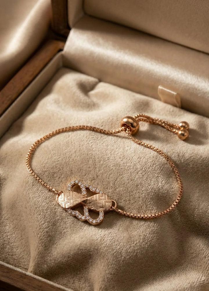 Astra Jewels Rose Gold Luxury Knot Crystal Adjustable Bracelet for Women