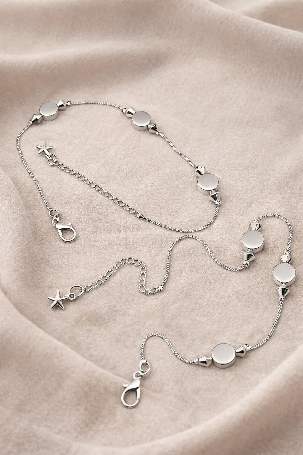 Astra Jewels Silver Coin & Star Anklet (Pair) for Women