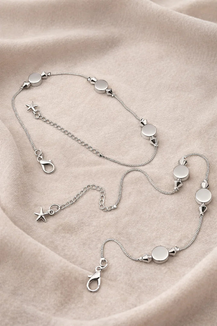 Astra Jewels Silver Coin & Star Anklet (Pair) for Women