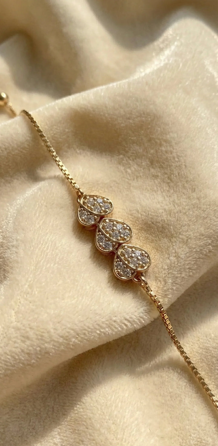 Astra Jewels Rose Gold Leaf Crystal Adjustable Bracelet for Women