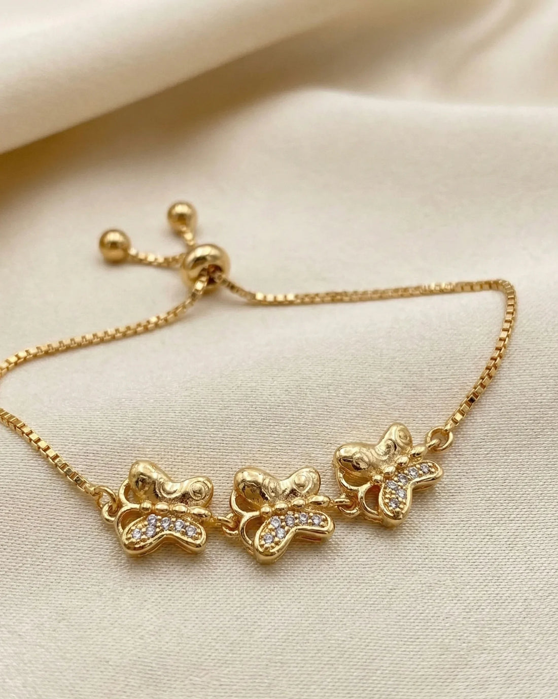 Astra Jewels Golden Butterfly Crystal Adjustable Bracelet for Women