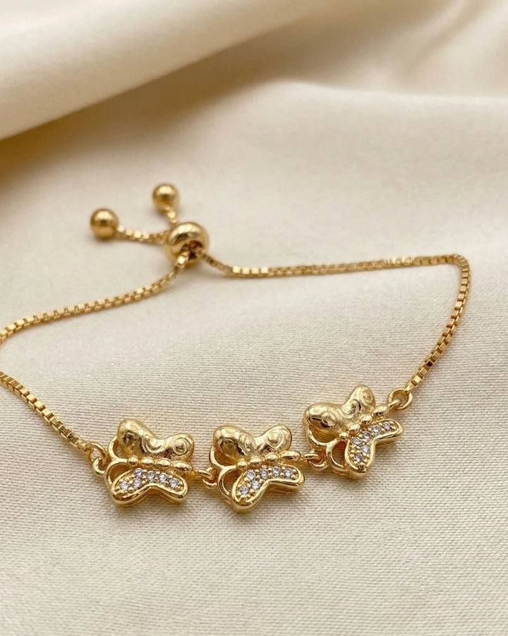 Astra Jewels Golden Butterfly Crystal Adjustable Bracelet for Women